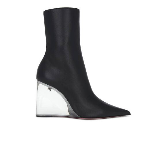 Amina Muaddi Pernille Half Glass Bootie in Nappa Black 37.5 - Picture 1 of 4